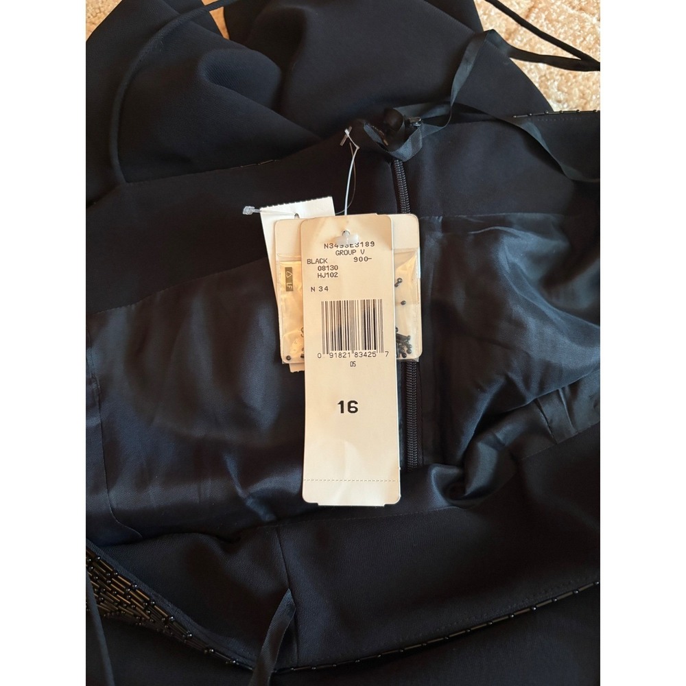 Jones New York NWT Square Neck Beaded Black Dress Party Formal  Size 16 - Picture 6 of 8